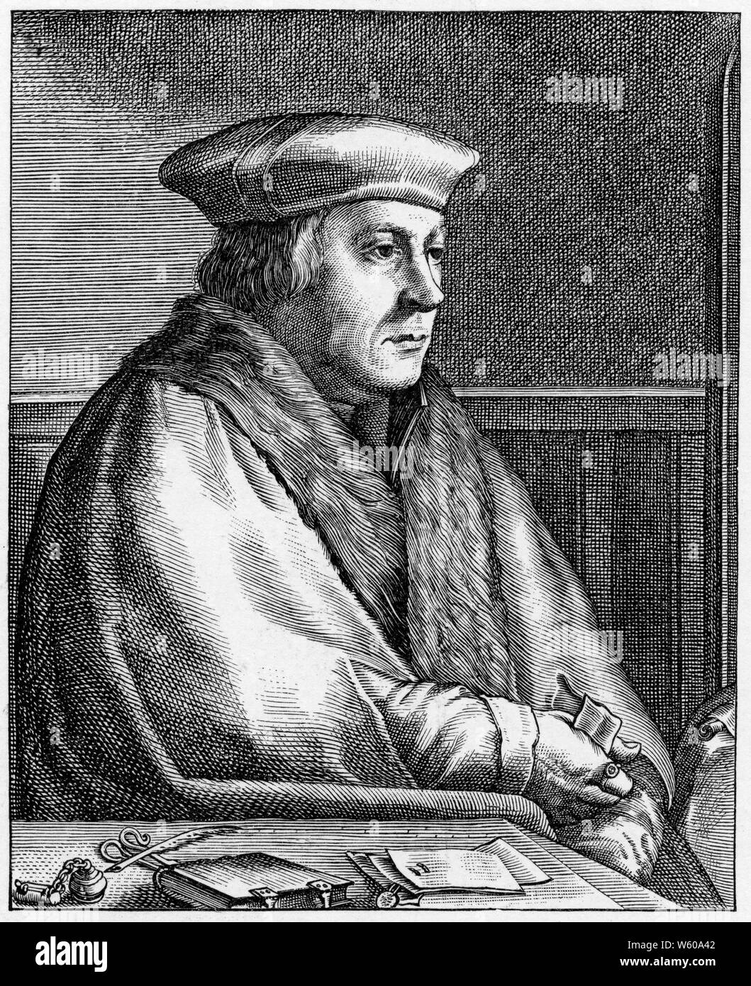 Thomas Cromwell, 1. Earl of Essex (c1485-1540), 1620. Nach Hans Holbein dem Jüngeren (c1497-1543). Thomas Cromwell, englischer Rechtsanwalt und Staatsmann, der von 1532 bis 1540 als Premierminister von König Heinrich VIII. Von England diente. Aus Henry Hollands Heroologia Anglica, 1620. Stockfoto