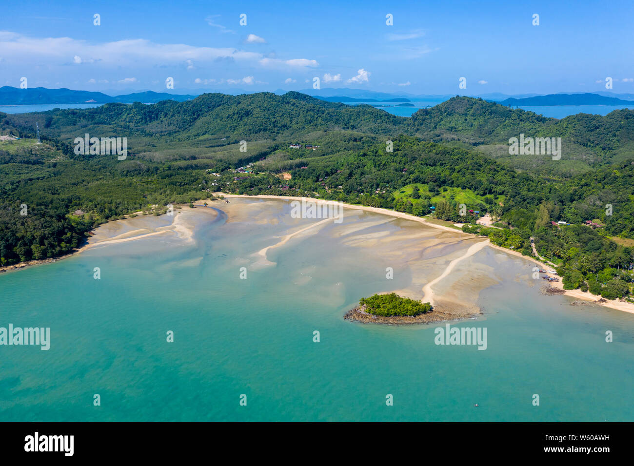 Luftaufnahme des schönen, entspannten tropischen Insel Koh Yao Noi in Thailand Stockfoto