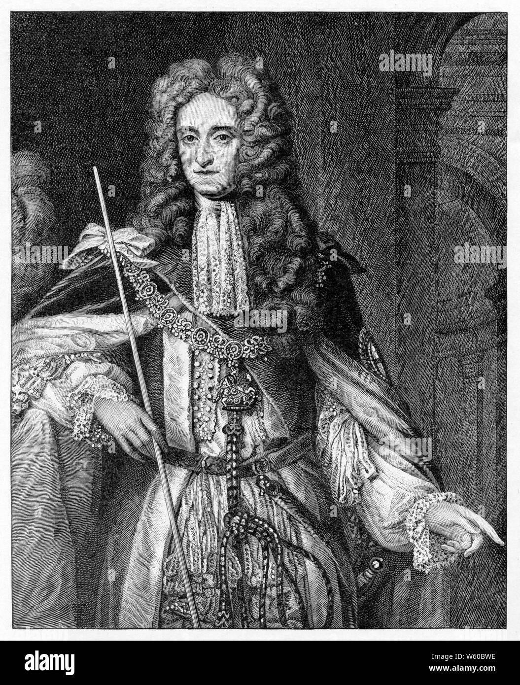 Thomas Osborne, 1. Duke of Leeds ('Lord Danby'), 18. Jahrhundert. Nach Johann Kerseboom (d1708) und Jan van der Vaart (c1650-1727). Thomas Osborne englischer Politiker, der Teil der Gruppe Unsterbliche Sieben war, die William III., Prinz von Orange, einlud, James II von England während der Glorious Revolution als Monarch zu deposieren. Stockfoto