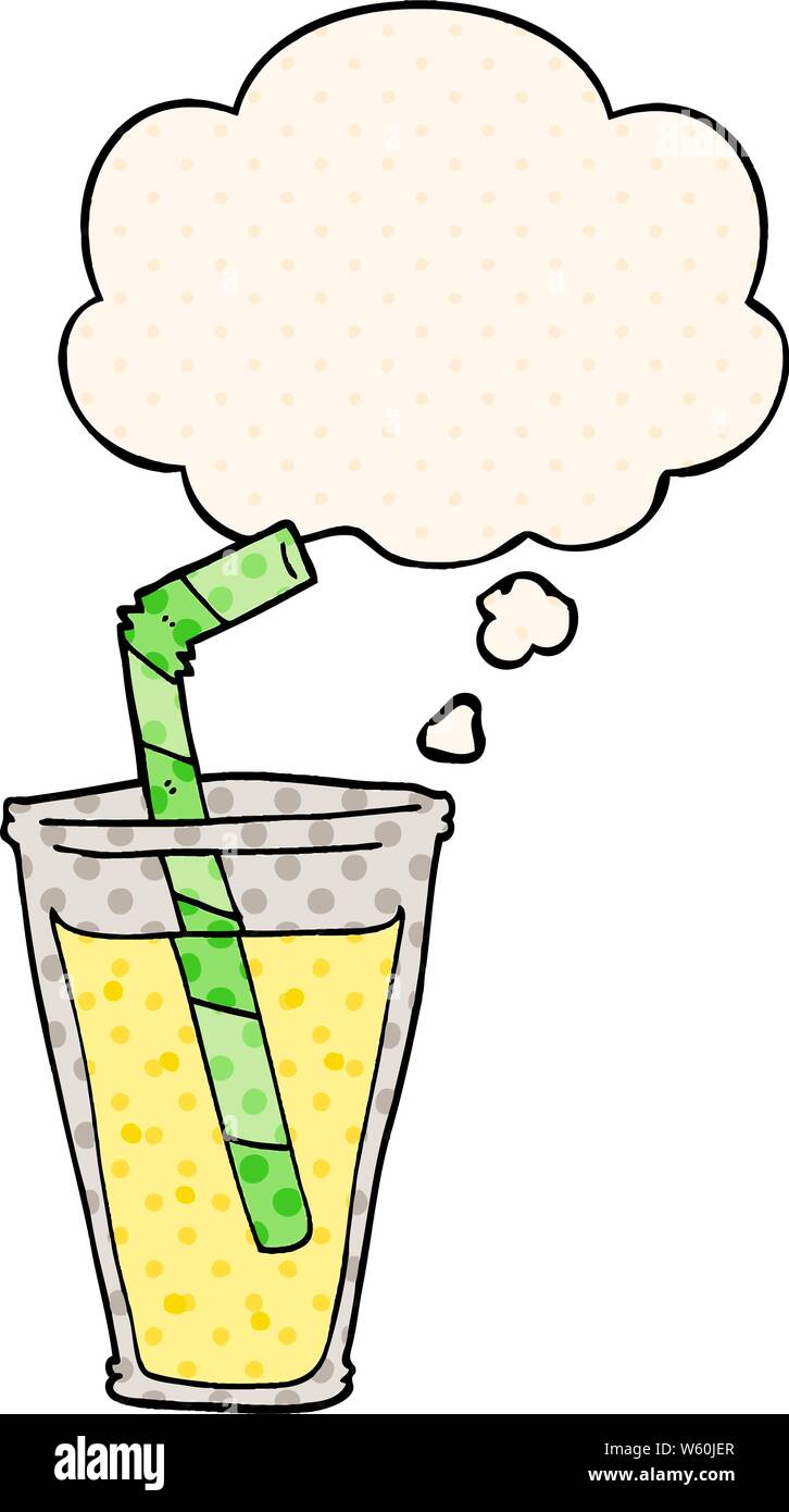 Cartoon kohlensäurehaltige Getränk mit dachte Blase im Comic Stil Stock Vektor