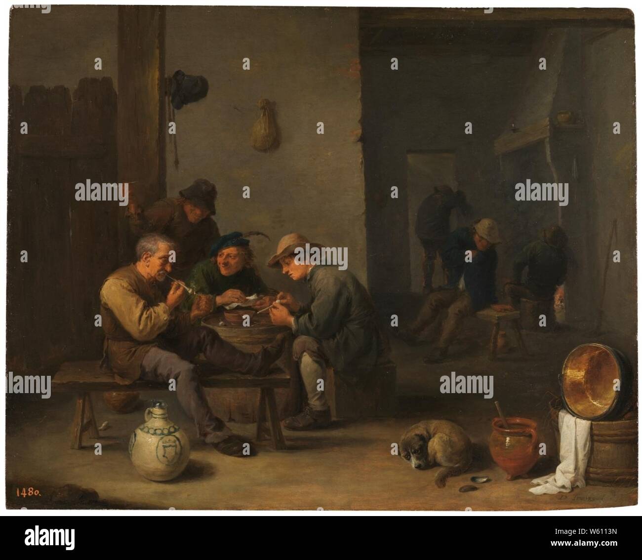 David Teniers (II) - Raucher in eine Taverne. Stockfoto