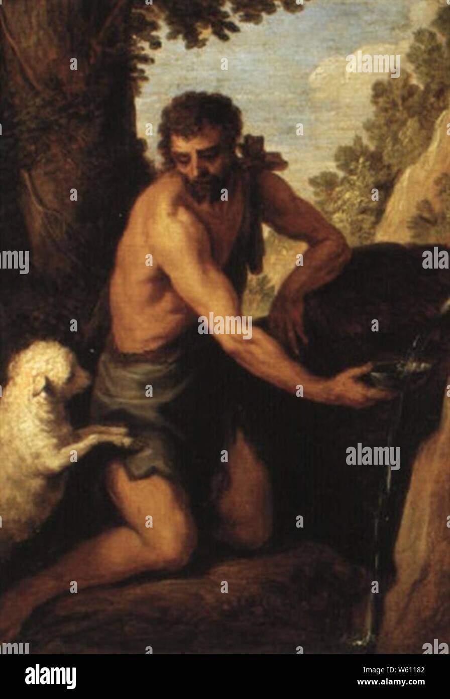 David Teniers nach Palma il Giovane - St. Johannes der Täufer. Stockfoto