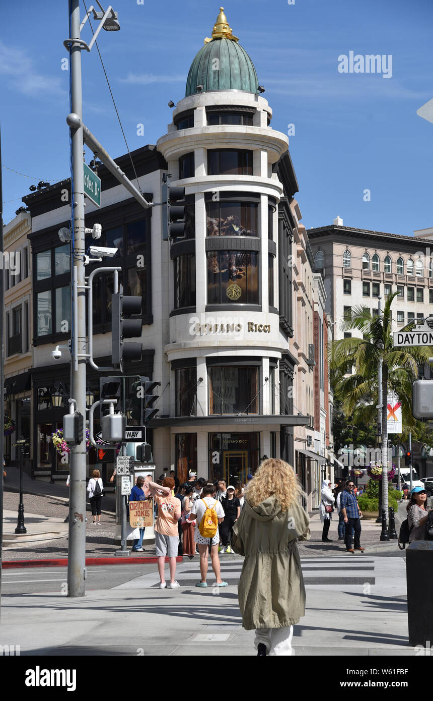 LOS ANGELES, CA/USA - Juli 8, 2019: Die Stefano Ricci Store auf der Kreuzung von und über Rodeo Rodeo Drive in Beverly Hills Stockfoto