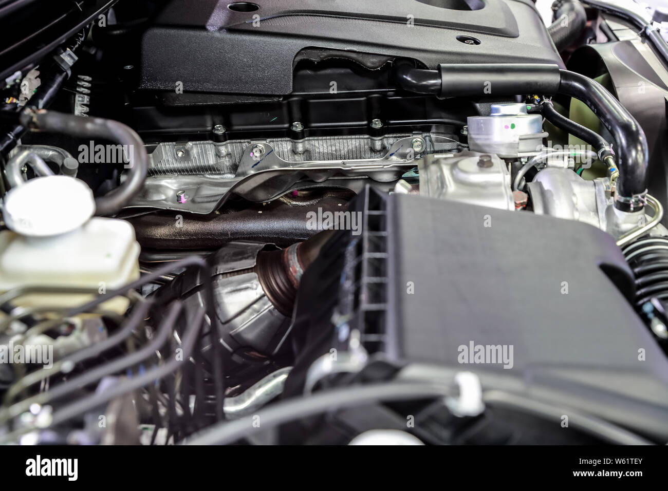 Closeup neues Auto Motor Stockfoto