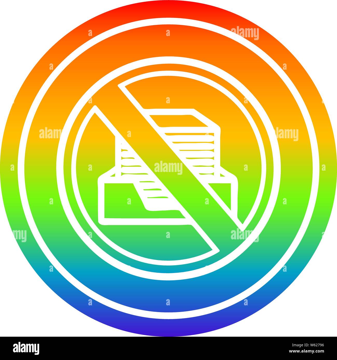 Büro papierlose kreisförmigen Symbol mit Regenbogen Farbverlauf beenden Stock Vektor