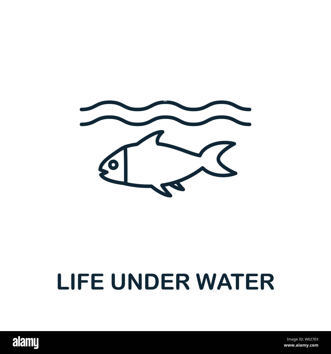 Leben unter Wasser Umriss Symbol. Dünne Linie Stil aus Community Icons Sammlung. Pixel perfekte einfache Element Leben unter Wasser Symbol für Web-Design Stock Vektor