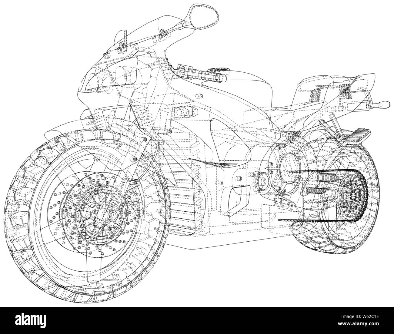 Sport Bike technische wire-frame. EPS 10-Format. Vektor erstellt von 3d Stock Vektor