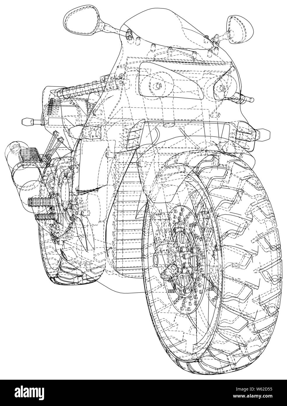 Sport Bike technische wire-frame. EPS 10-Format. Vektor erstellt von 3d Stock Vektor