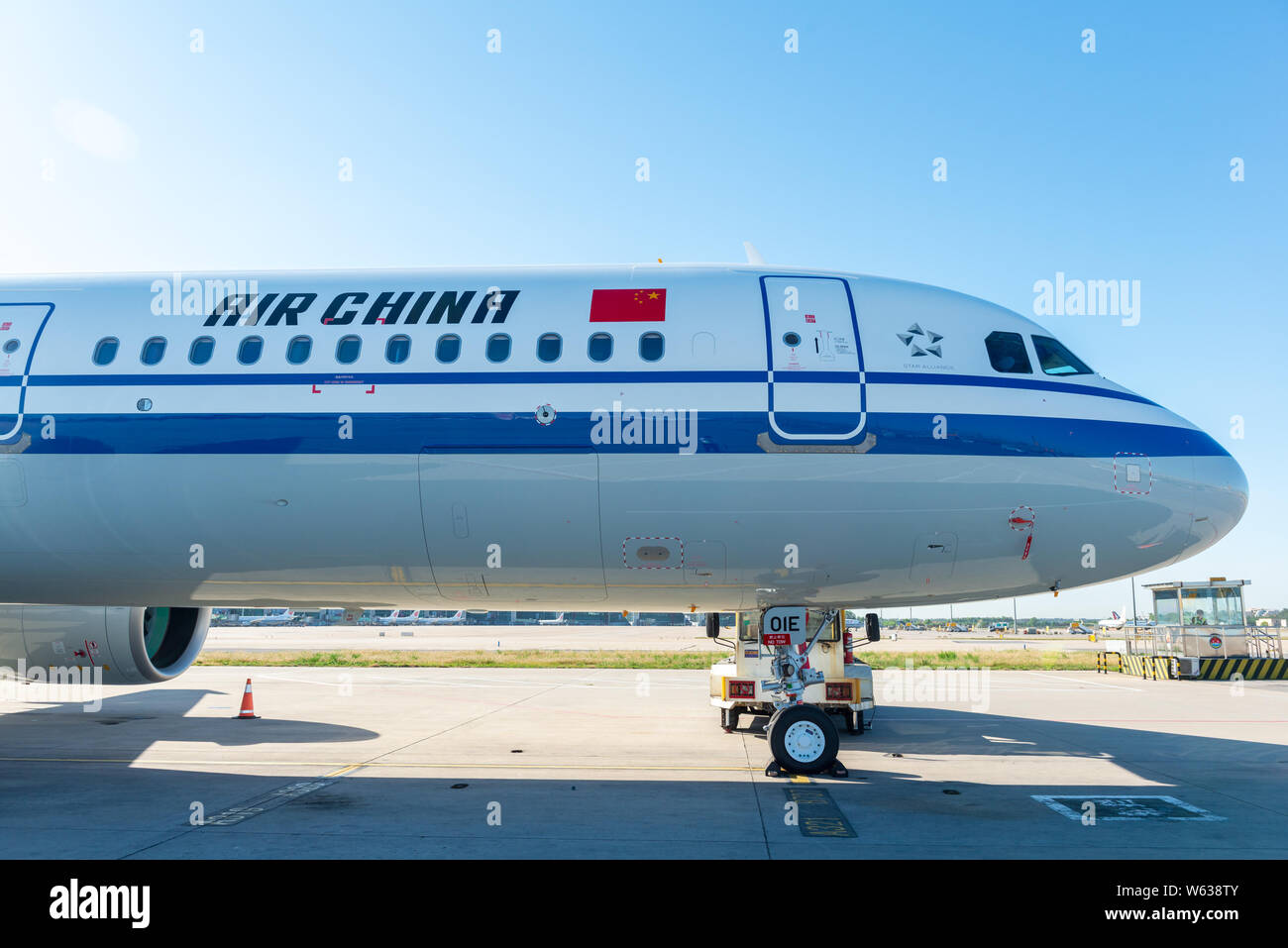 Der erste Airbus A321 neo Passenger Jet der Air China dargestellt an der Beijing Capital International Flughafen in Peking, China, 21. September 2018 ist. Ein Stockfoto