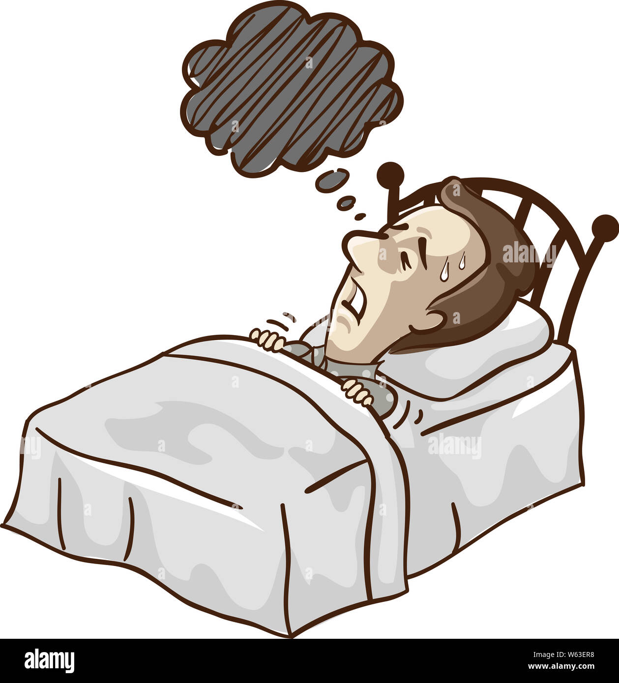 Abbildung: ein Mensch mit niedrigem Blutdruck und Schlafen im Bett in  Alptraum Stockfotografie - Alamy