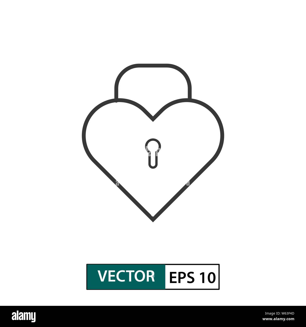 Vorhängeschloss Liebe Symbol. Umrisse Stil. Auf weissem Hintergrund. Vector Illustration EPS 10. Stock Vektor