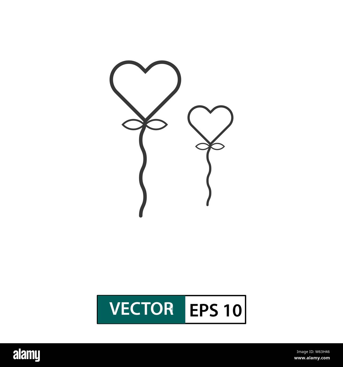 Liebe ballon Symbol. Umrisse Stil. Auf weissem Hintergrund. Vector Illustration EPS 10. Stock Vektor