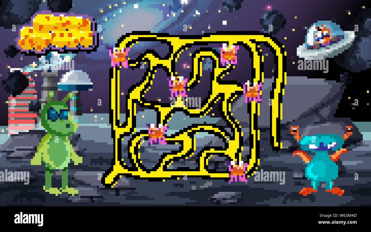 Alien space Spiel Hintergrundbild Stock Vektor