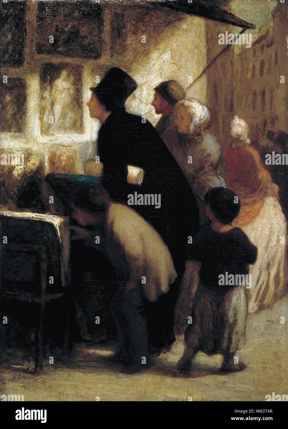 Honoré Daumier-EN DEHORS de la boutique du marchand d'estampes. Stockfoto