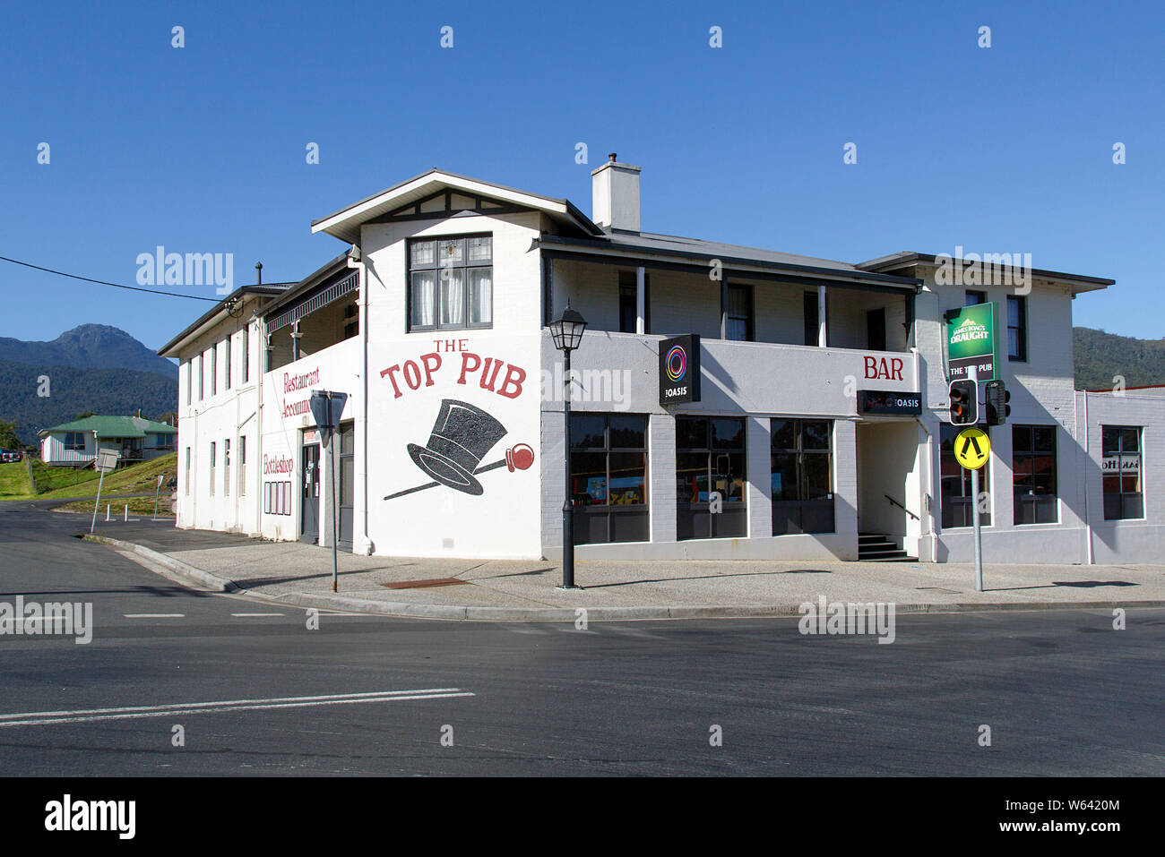 Rosebery, Tasmanien: April, 2019: Top Pub auf Agnes Straße in einer kleinen Stadt, Westküste Tasmaniens. Rosebery ist auf der A 10 Murchison Highway. Stockfoto