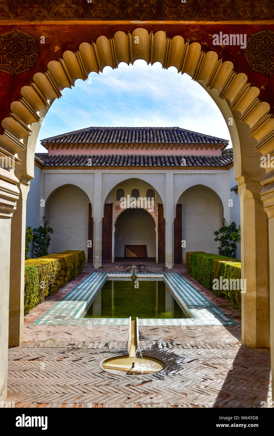 Patio De La Alberca, Alcazaba, Malaga, Andalusien, Spanien Stockfoto