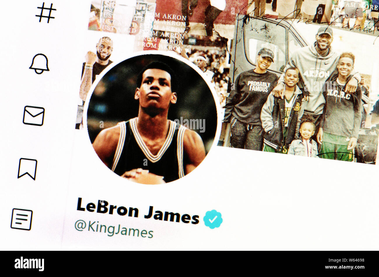 Twitter Seite (Juli 2019) LeBron James, US-amerikanischer Basketballspieler Stockfoto