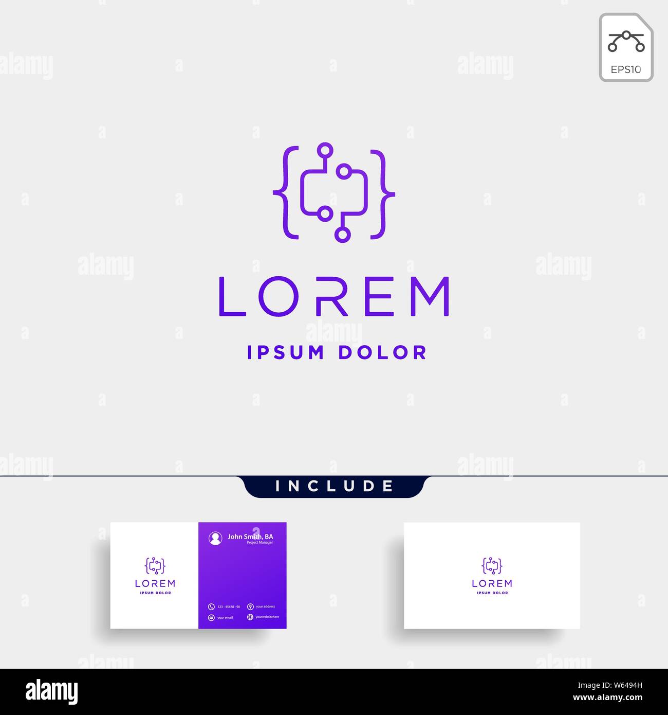 Codierung digital Logo Design Template vector Programmiergeräts an lineart Symbol Stock Vektor