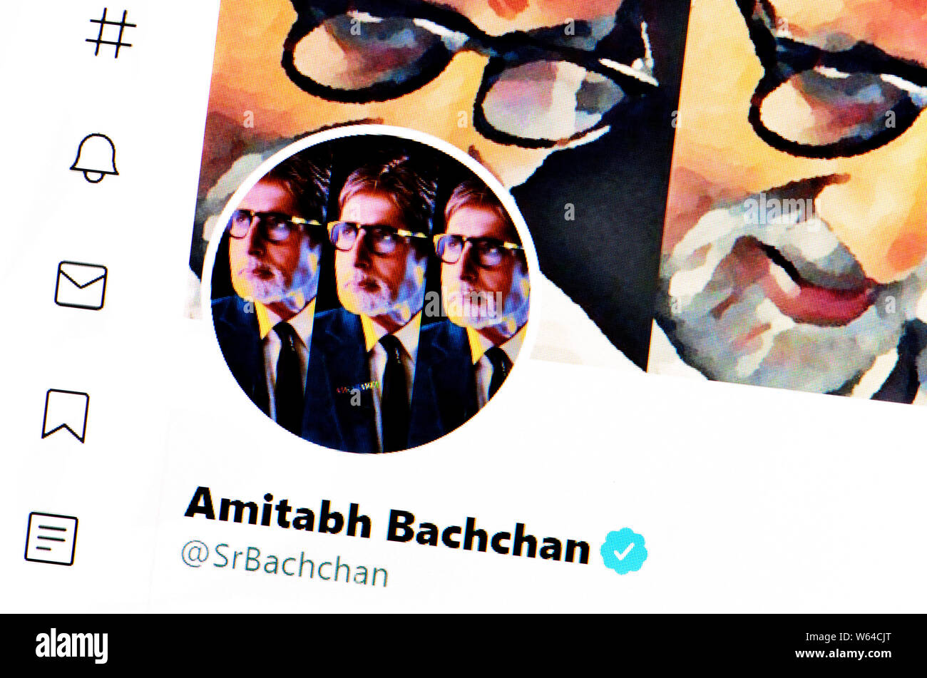 Twitter Seite (Juli 2019) Amitabh Bachchan - Indische Schauspieler Stockfoto