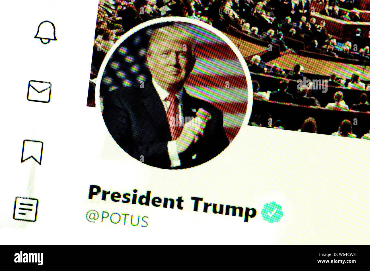 Twitter Seite (Juli 2019) Präsident Trumpf - POTUS Stockfoto