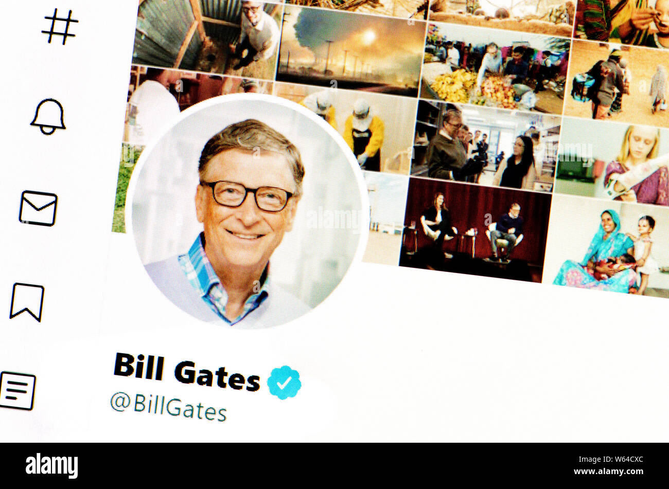 Twitter Seite (Juli 2019) Bill Gates, Gründer von Microsoft Stockfoto