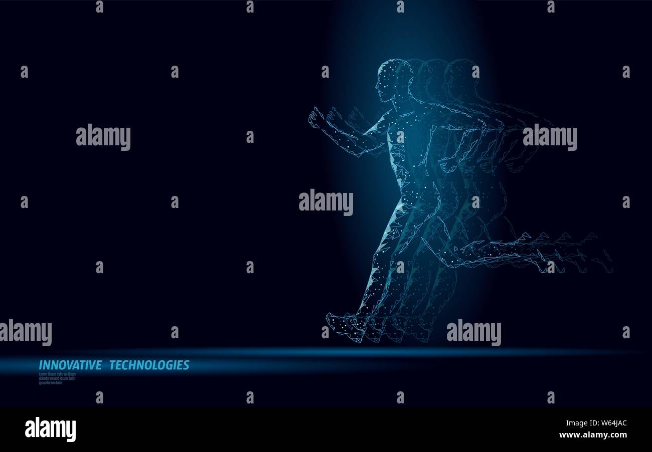 Sportler laufen Übung fitness gesunder Lebensstil Konzept. Low Poly Mann silhouette Joggen fit Marathon. Muskulöse Körper Workout Vektor Stock Vektor