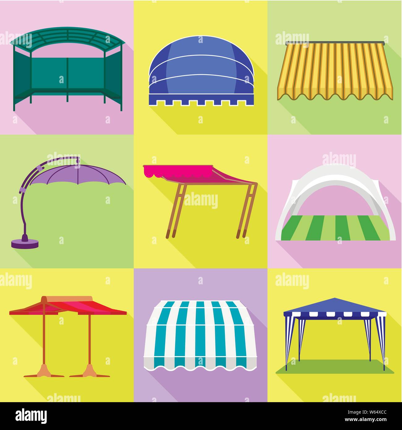 Zelt Icon Set. Flache Set von 9 Zelt Vector Icons für Web Design auf weißem Hintergrund Stock Vektor