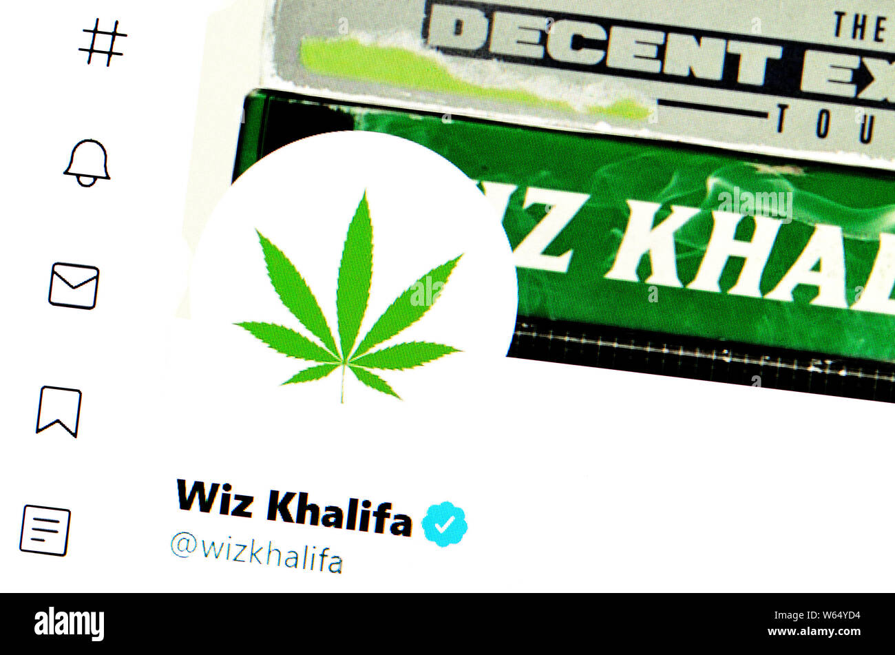 Twitter Seite (Juli 2019) Wiz Khalifa (Cameron Jibril Thomaz) amerikanische Rapper Stockfoto