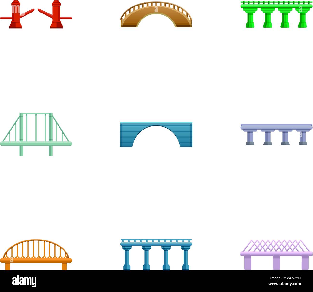 Die moderne Brücke Icon Set. Cartoon Set von 9 moderne Brücke Vector Icons für Web Design auf weißem Hintergrund Stock Vektor