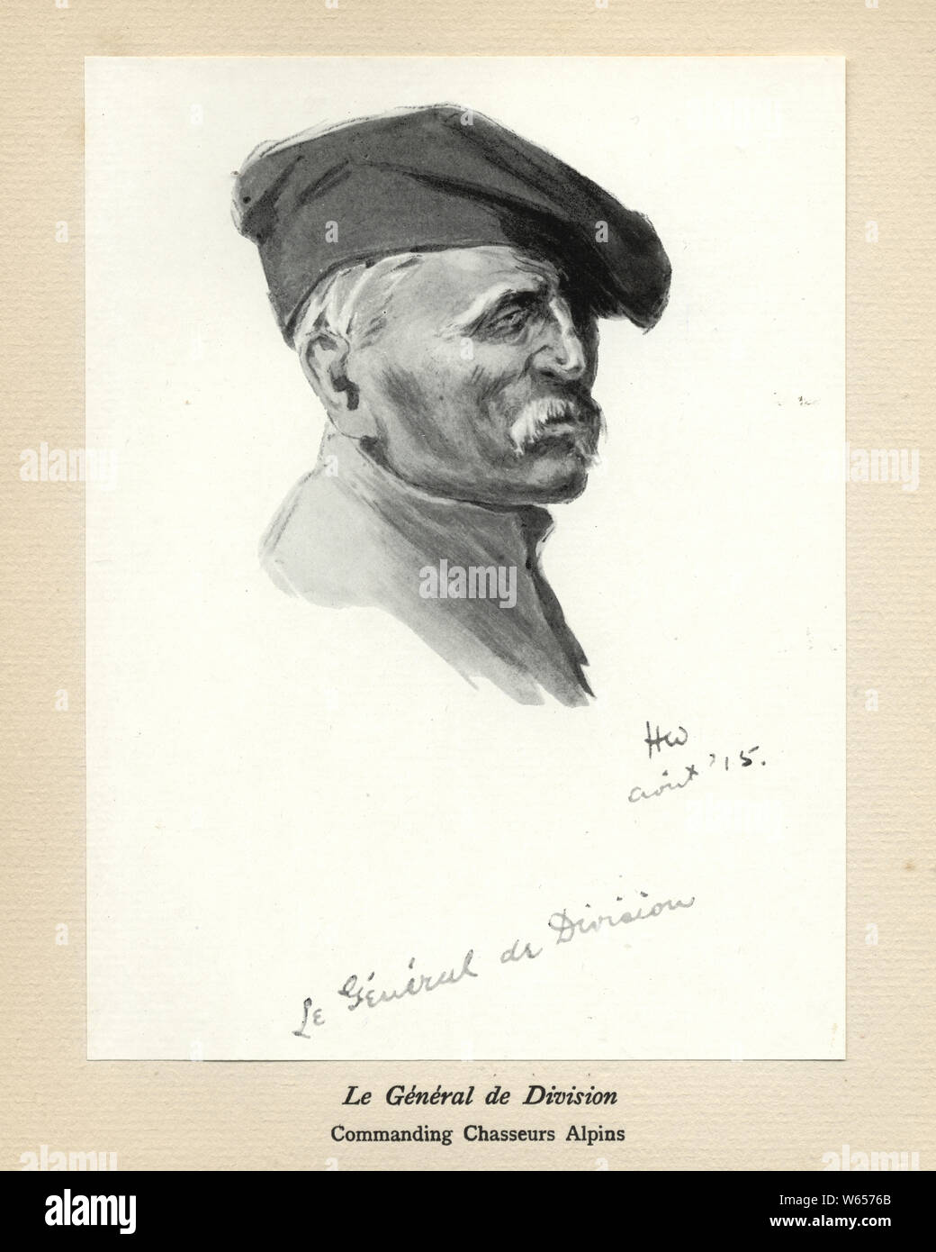 Welt Ward, Skizze eines französischen Allgemeine commonding der Chasseurs Alpins, 1915. Herr Poilu, von Herbert Ward. Stockfoto Welt Ward, Skizze eines französischen Allgemeine commonding der Chasseurs Alpins, 1915. Herr Poilu, von Herbert Ward. Stockfoto
