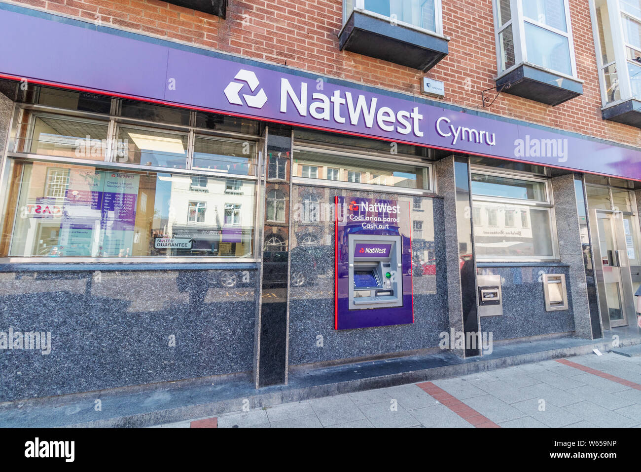 Newtown - Wales/UK - 23. Juli 2019 - Natwest Cymru Bank in Newtown, Powys Stockfoto