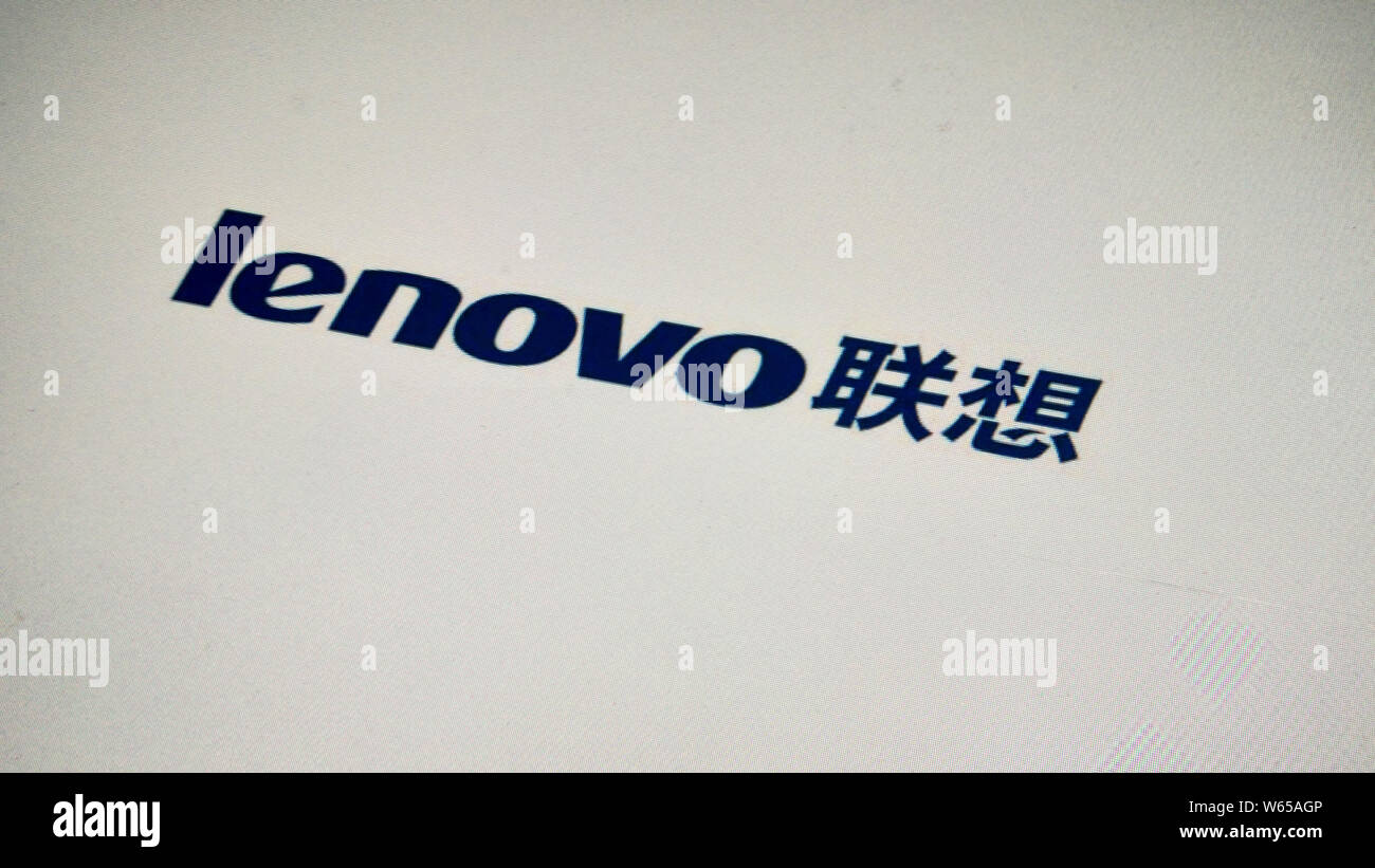 ---- Blick auf ein Logo von Lenovo in Ji'Nan, der ostchinesischen Provinz Shandong, 23. Mai 2018. Compal Electronics Inc., einem der weltweit größten ¯ s pe Stockfoto