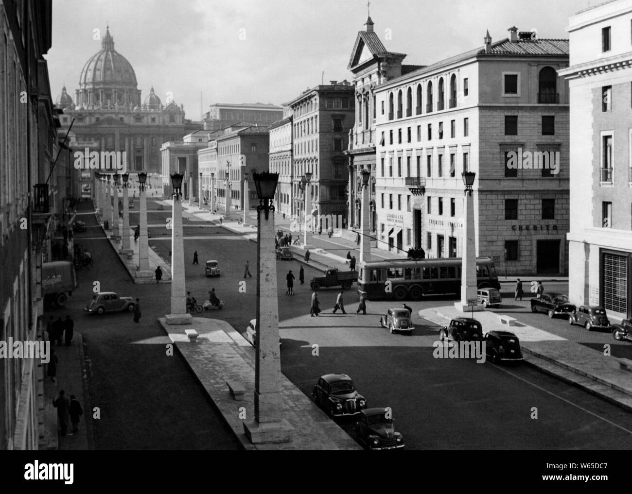 Via della Conciliazione und San Pietro, Rom 1958 Stockfoto