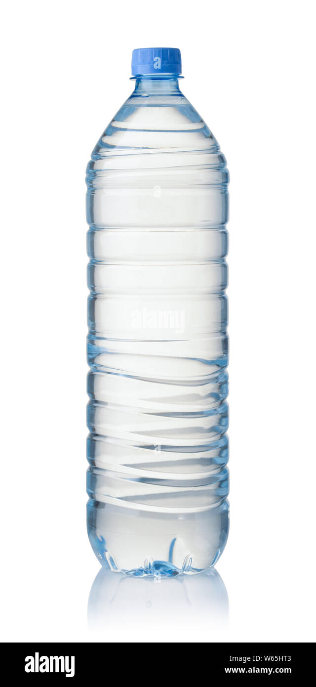 Kunststoff Flasche Mineralwasser auf weißem Hintergrund Stockfoto