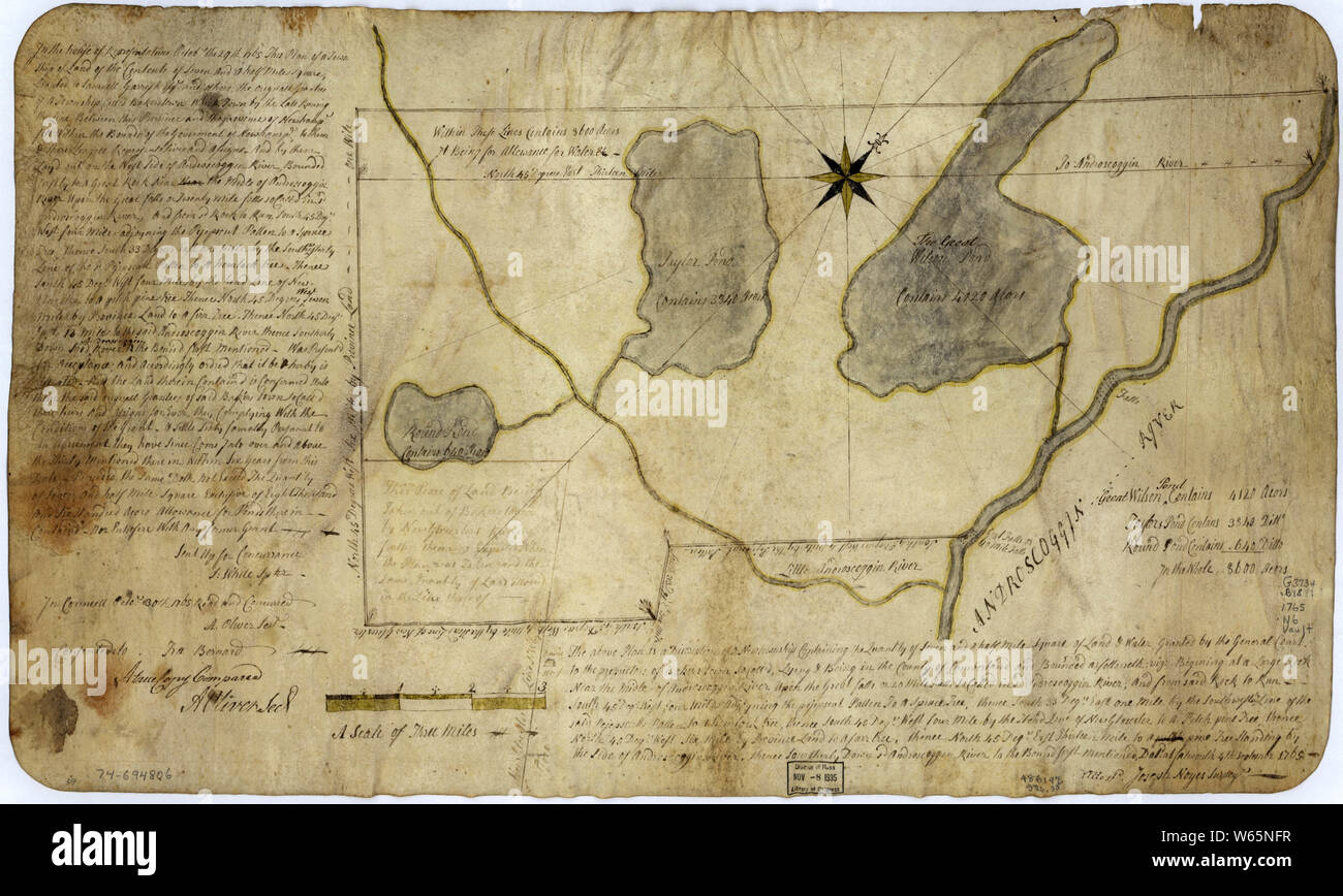 Amerikanischer Unabhängigkeitskrieg Ära Karten 1750-1786 913 Die oben genannten Plan ist eine Beschreibung einer neuen Gemeinde, die die Menge der Sieben und eine halbe Meile von Land & Umbau und Reparatur Stockfoto