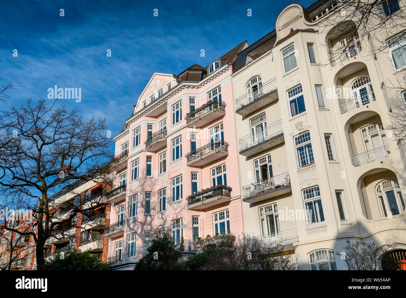 Altbauten, Sierichstrasse, Winterhude, Hamburg Stockfoto