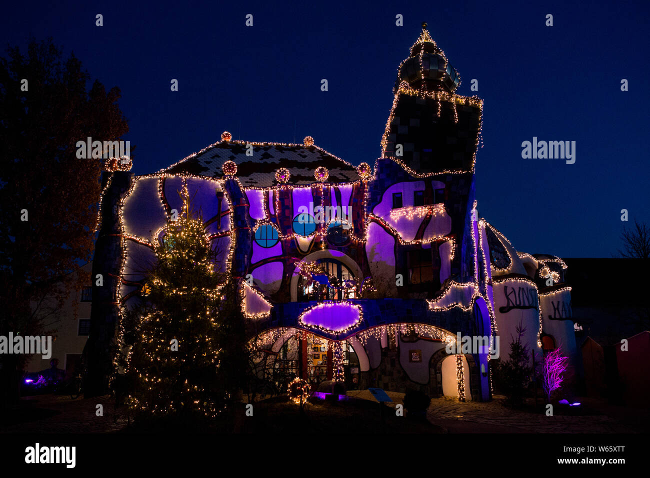 Turm Weihnachten, Turmweihnacht, Abensberg, Weihnachtsmarkt, Art House, Bayern, Deutschland Stockfoto