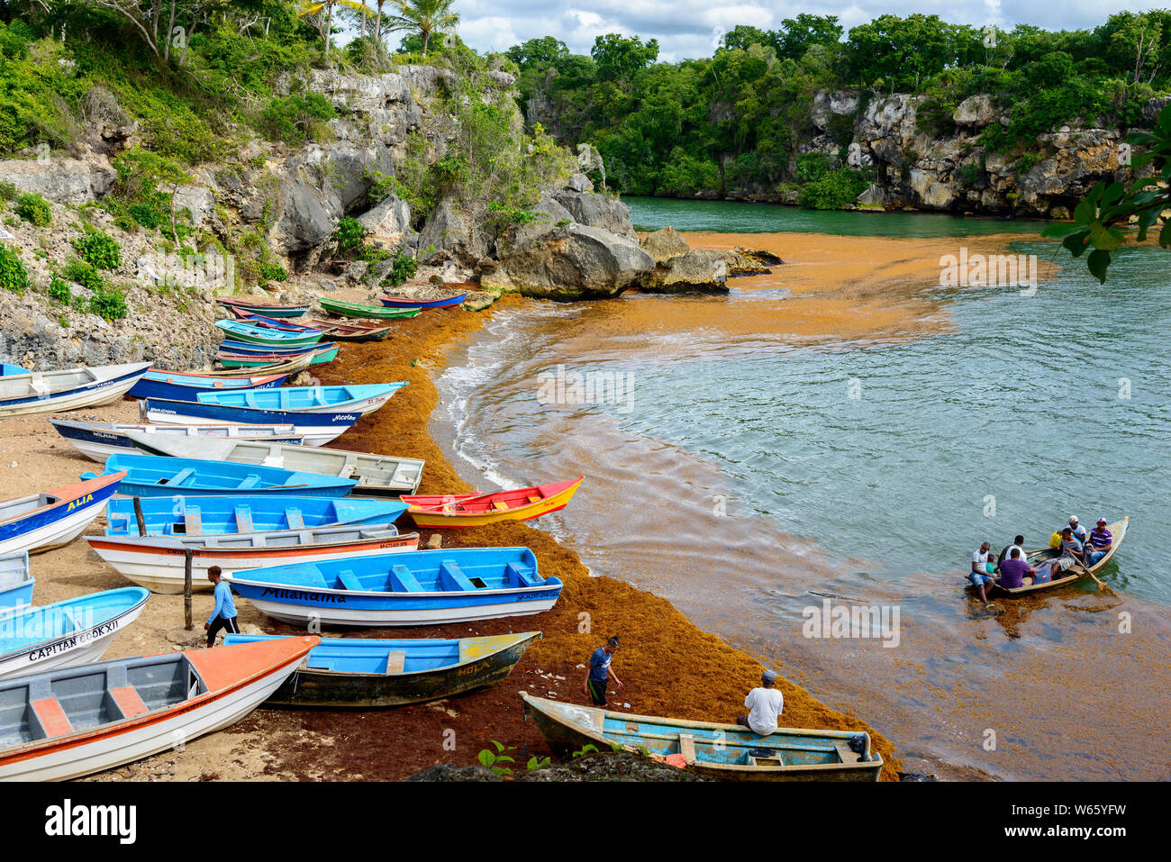 Hafen, Boca de Yuma, Dominikanische Republik, Karibik, Nordamerika Stockfoto