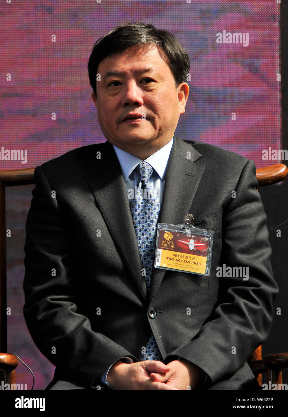 ------ Wu Jianrong, der ehemalige Vorsitzende der Shanghai Airport Authority, nimmt an der Eröffnungsfeier für die 2018 Asian Business Aviation Conference & Stockfoto