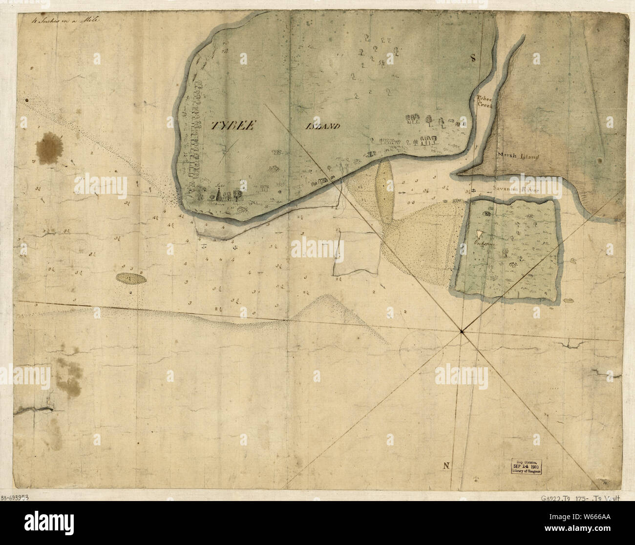 Amerikanischer Unabhängigkeitskrieg Ära Karten 1750-1786 979 Tybee Insel bauen und Reparieren Stockfoto