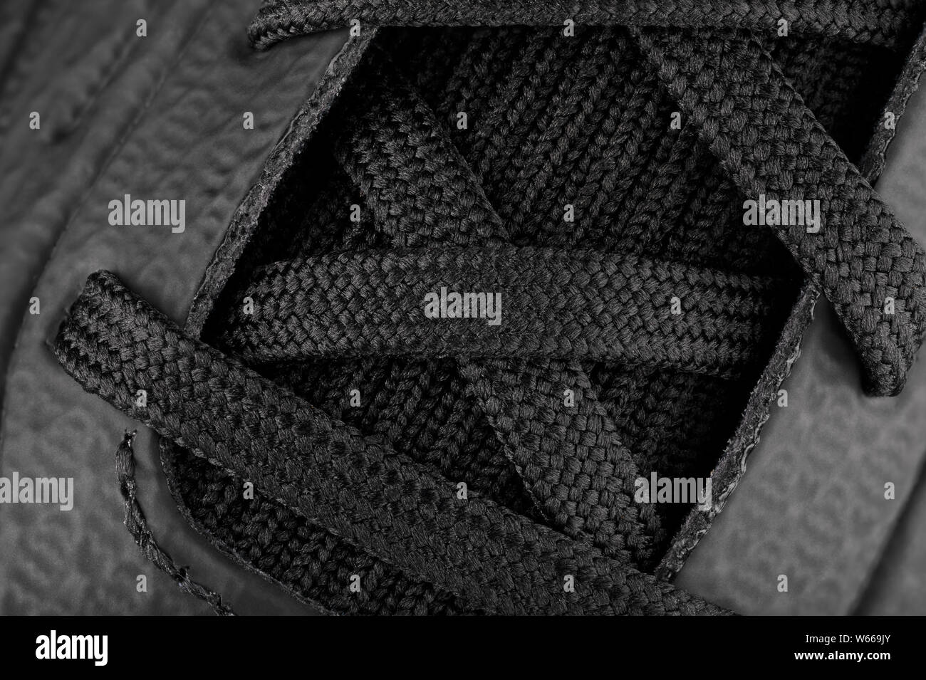 Sport Schuhe Schnürsenkel Makro schließen oben geschossen. Stockfoto