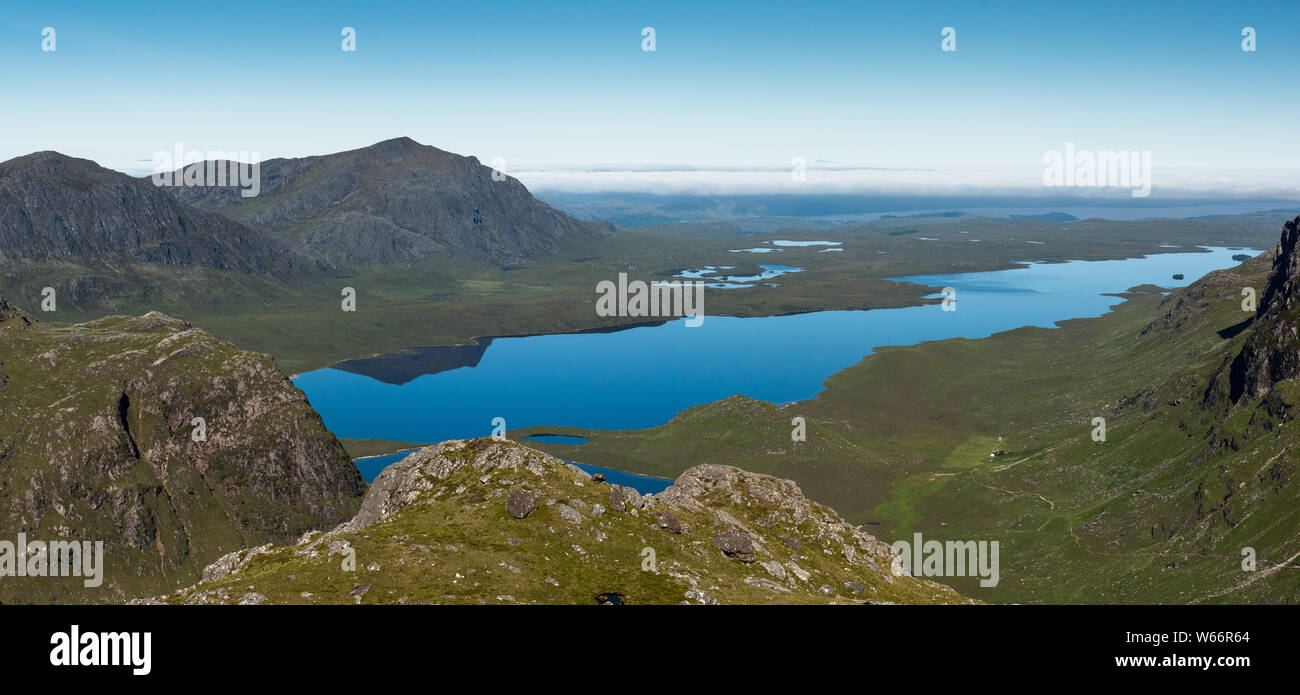 Fionn Loch von der Munro ' Letterewe Mhaighdean, und Fisherfield Forest, Schottland Stockfoto