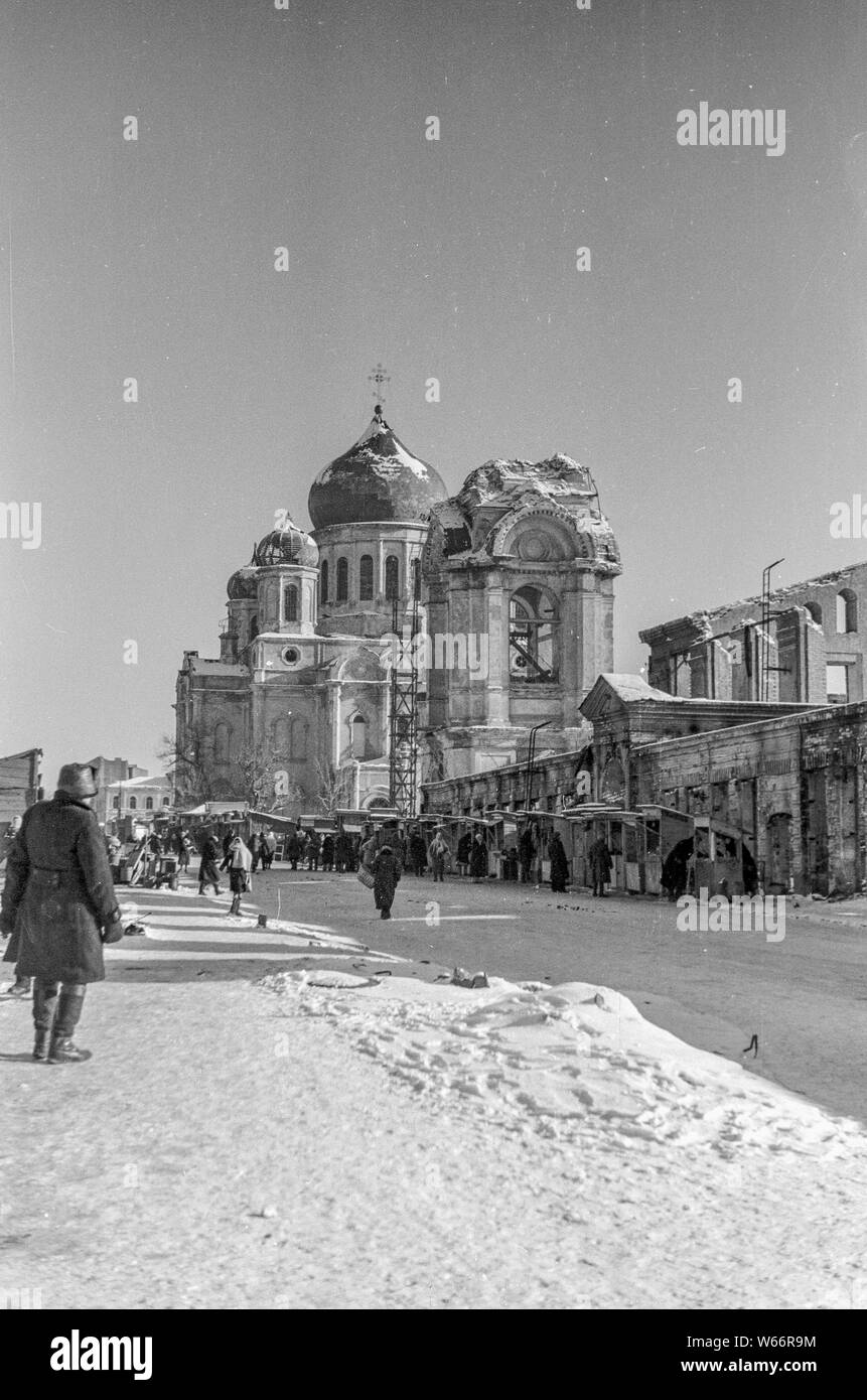 Stadt Rostow am Don während der Besetzung durch deutsche Armay im WK 2 in den Jahren 1942/43 entstand im Winter zerstört Stockfoto