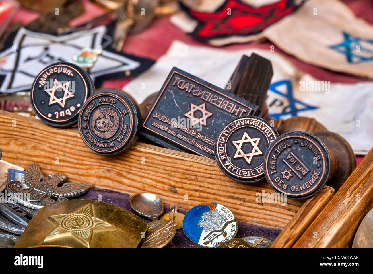 Stempel auf den Verkauf in einem Markt, in Kazimierz in Krakau, Polen Stockfoto