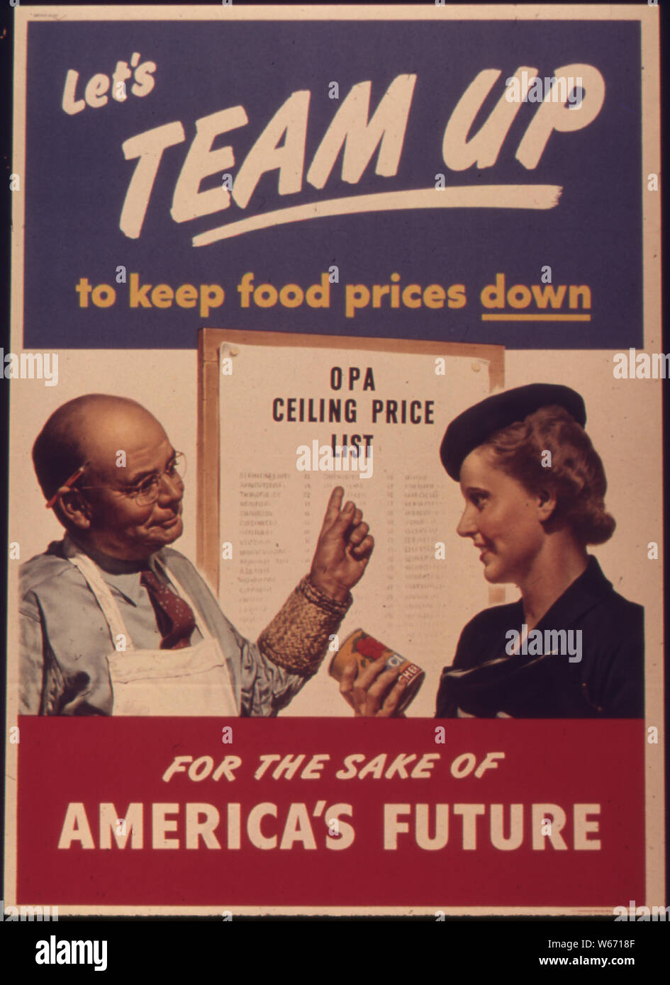 Lassen Sie uns gemeinsam... Essen zu behalten, um die Preise für Amerikas Zukunft Stockfoto