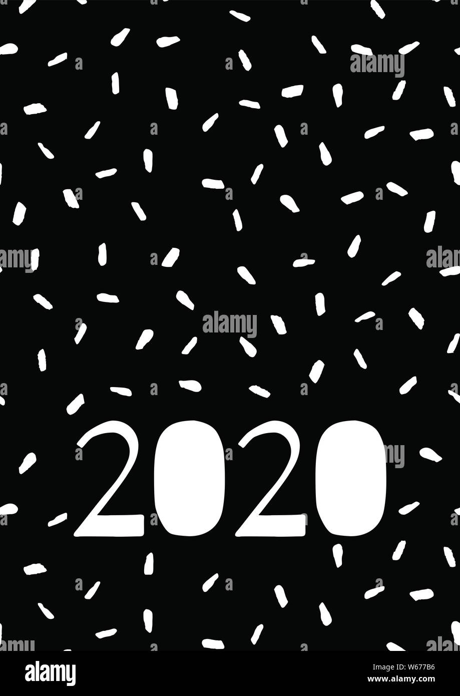 2020 Abstract Vector Hand zeichnen Schwarz und Weiß. Monochrome Minimalismus Stil. Poster Kalender flyer Layout, Druck Medien, Broschüre A3, A4, A5 Stock Vektor