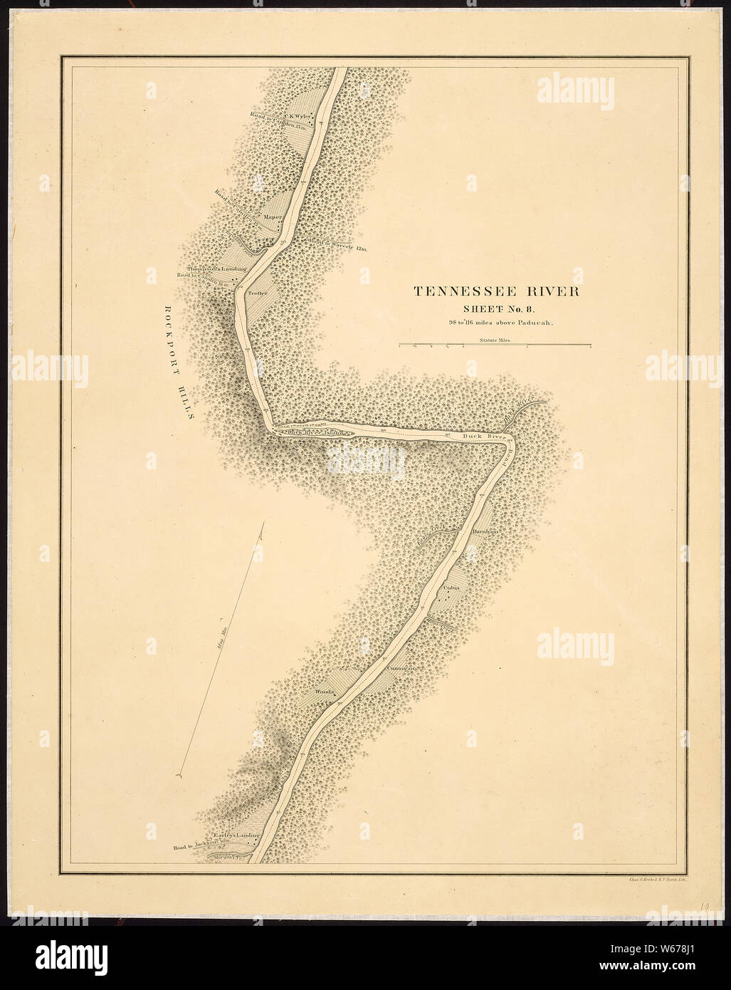 Karte des Tennessee River für die Verwendung des Mississippi Geschwader unter dem Kommando von Konteradmiral Handeln S. Lee, US-N., von Aufklärung durch eine Partei der United States Coast Survey [unter F. H. Gerdes]. . . 1864-1865. Stockfoto