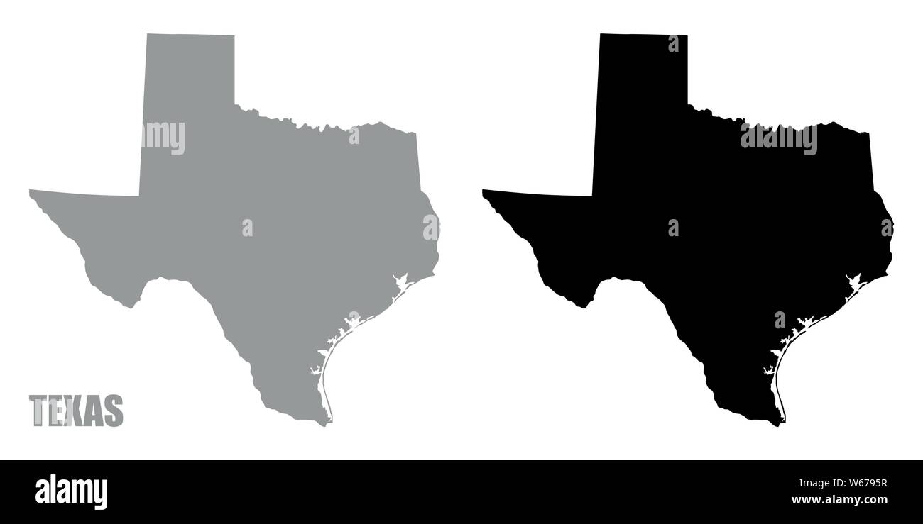 Texas silhouette Karten auf weißem Hintergrund Stock Vektor