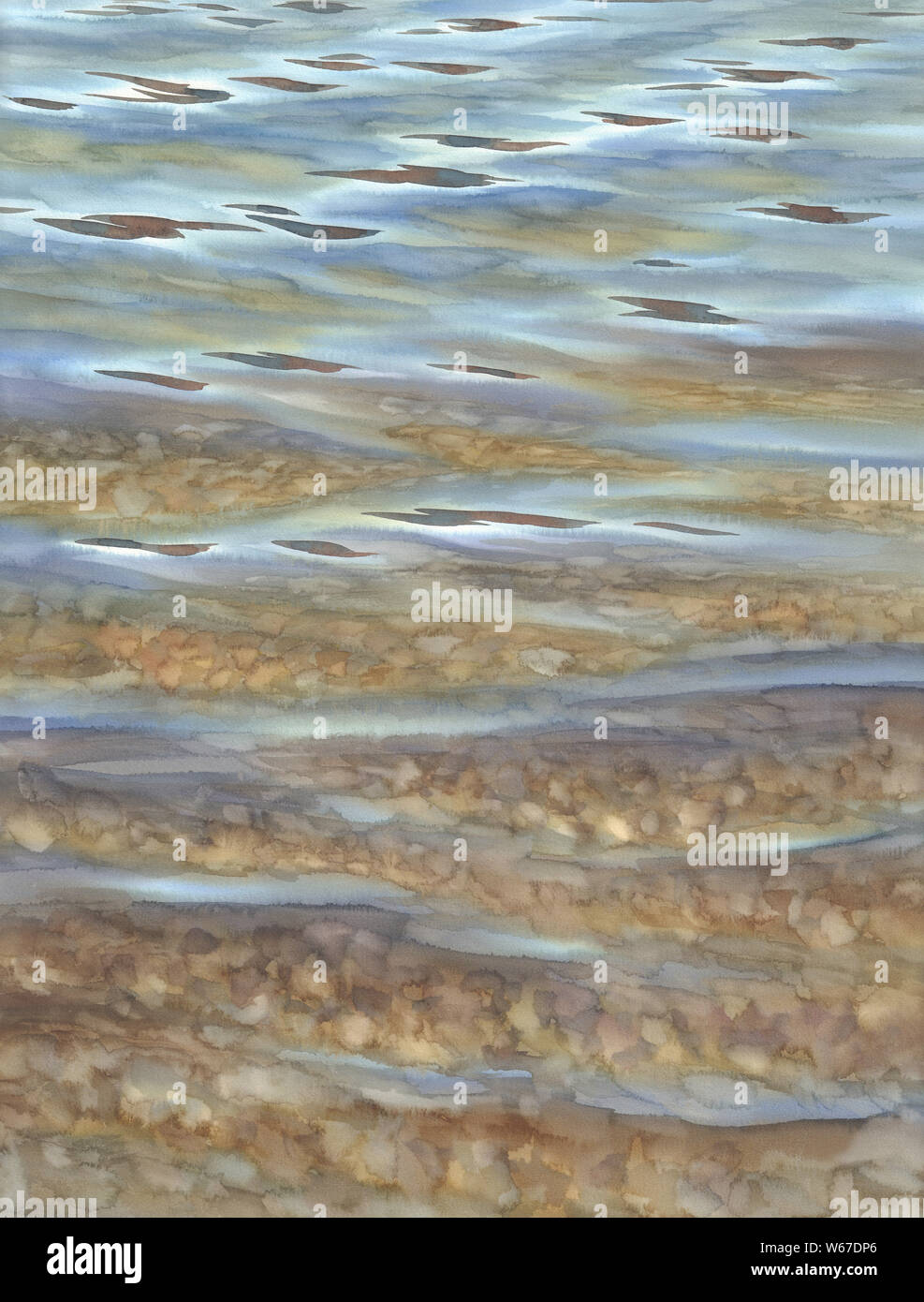 Sonnig mit transparenten Wellen Aquarell Hintergrund. Zusammenfassung Hintergrund Stockfoto