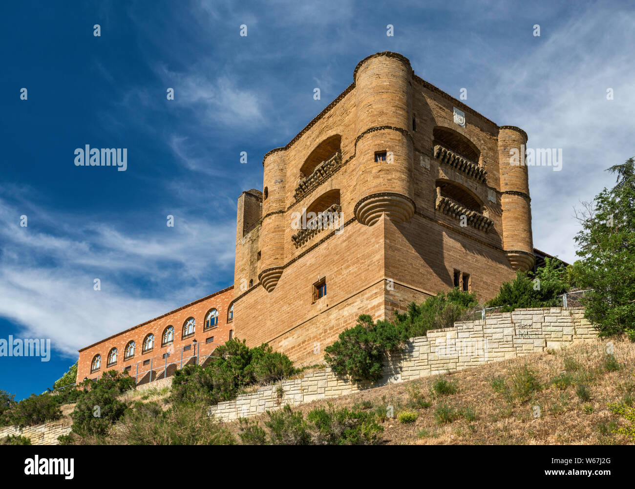 Torre del Caracol de Benavente, Burg Turm im Parador Fernando II. von Leon, in Benavente, Zamora Provinz, Castilla y Leon, Spanien Stockfoto